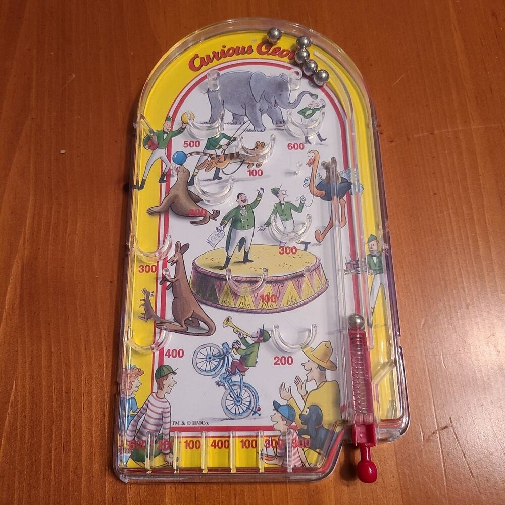 Curious George Mini Handheld Pinball Game Board Schylling Universal Vintage